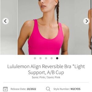Lululemon Align Bra in “Sonic Pink” size 6